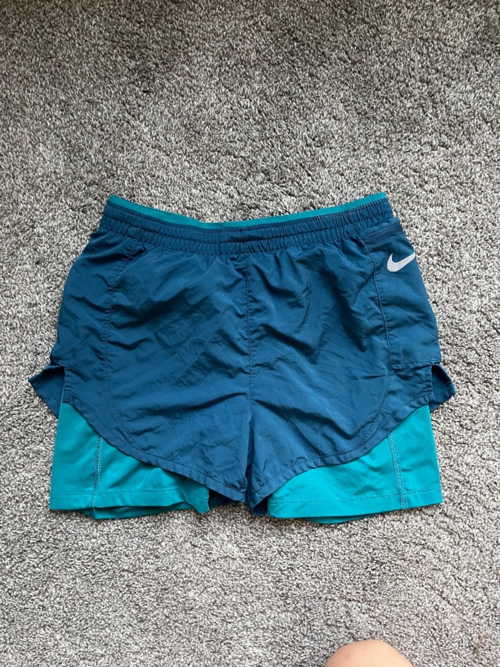 Blue Nike 2-in-1 running shorts